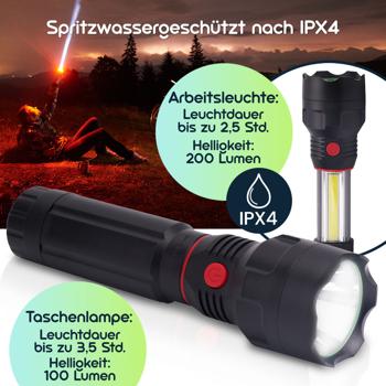Preview: 2-in-1 Arbeitsleuchte & LED-Taschenlampe mit ausziehbarer COB-LED, 300 lm, IPX4, Neodym-Magnet - Ideal für Camping, Werkstatt & Notfälle Preview: 2-in-1 Arbeitsleuchte & LED-Taschenlampe mit ausziehbarer COB-LED, 300 lm, IPX4, Neodym-Magnet - Ideal für Camping, Werkstatt & Notfälle