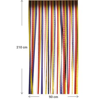 Preview: Rideau à Lanières Anti-insectes Coloré - Moustiquaire & Brise-vue Silencieux Recoupable - Plastique 210 x 90 cm - Blanc Rouge Bleu Jaune