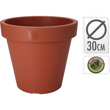 Preview: set of 6 flower pots, round, terracotta, plant pot made of 100% recyclable plastic, Ø 30 cm