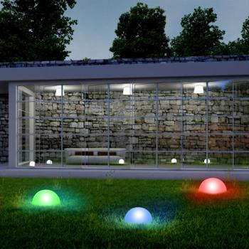 Preview: Luci solari con picchetto a terra e funzione cambia colore, 5 pezzi, Ø15cm, IP44
