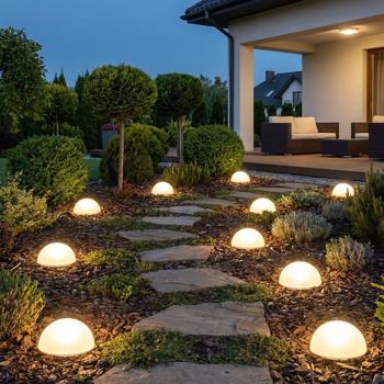 Solarleuchten 5er-Set mit Erdspiess & Farbwechselfunktion - Gartenbeleuchtung Ø15cm - IP44 wetterfest, 8h Leuchtdauer, Warmweiss/Bunt, Solar-Technik