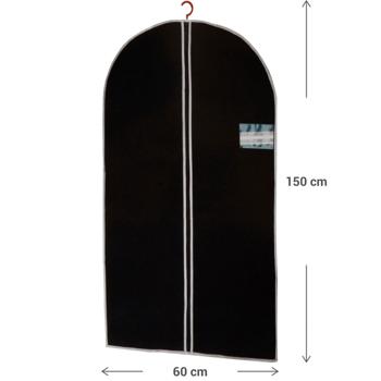 Preview: Kleiderschutzhülle 4er-Set schwarz - Staub & knitterfreie Aufbewahrung für Hemden, Anzüge, Kleider - 150x60cm mit Reissverschluss & Beschriftungsfenster