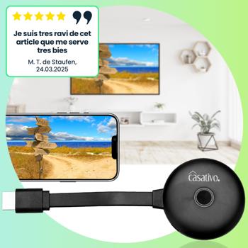 Preview: Dongle HDMI 4K UHD - Récepteur streaming sans fil AirPlay, DLNA, Miracast - Compatible TV, écrans, vidéoprojecteurs - Wi-Fi Dual Band