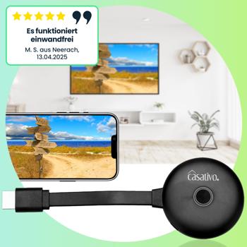 Preview: WLAN HDMI 4K Streaming-Empfänger Dongle, Drahtloser SmartMedia Player, AirPlay, DLNA, Miracast, iOS, MacOS, Airplay, Android, für TV, Monitor, Beamer