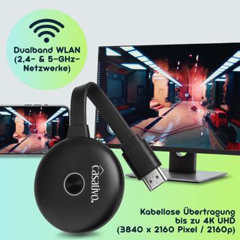 Preview: WLAN HDMI 4K Streaming-Empfänger Dongle, Drahtloser SmartMedia Player, AirPlay, DLNA, Miracast, iOS, MacOS, Airplay, Android, für TV, Monitor, Beamer