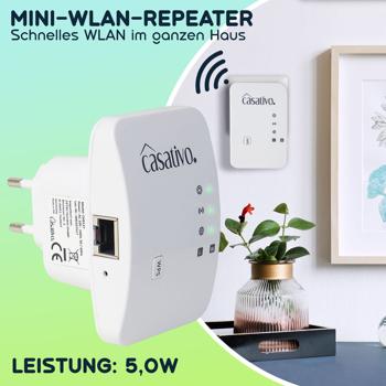 Preview: Mini-WLAN-Repeater 300 Mbit/s mit WPS-Funktion – WiFi-Verstärker mit LAN-Anschluss & 2,4 GHz – Einfache Einrichtung