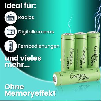 Preview: AAA Akkus (4er Pack) 1100 mAh mit Case – Wiederaufladbare Micro-Zellen mit geringer Selbstentladung – Umweltfreundlich & ohne Memoryeffekt