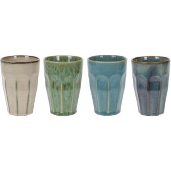 Preview: Trendiges Porzellan Becher Set (4 Stück, 330ml) in zarten Pastellfarben - Ideal für Kaffee Variationen & Tee - Stilvoll geniessen