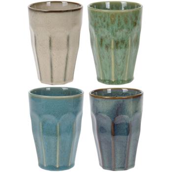 Preview: Trendiges Porzellan Becher Set (4 Stück, 330ml) in zarten Pastellfarben - Ideal für Kaffee Variationen & Tee - Stilvoll geniessen