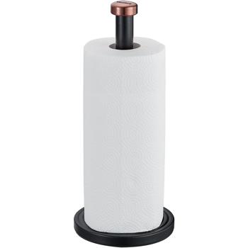 Preview: Lot de 2 Porte-Rouleaux de Cuisine Design - Aide Indispensable et Élégante pour Cuisine - Métal Noir/Or Rose - Ø15 x H35,5 cm