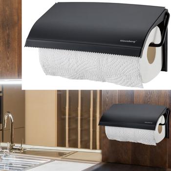 Preview: set of 2 wall-mounted kitchen roll holders, black