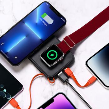 Preview: 3in1 Wireless Powerbank 10000mAh, MagSafe-komp. , Kabellose Magnetische Power Bank mit USB-C, Akkupack für iPhone 12, 13, 14, 15, Apple Watch