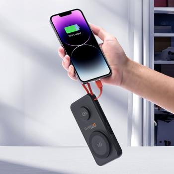 Preview: 3in1 Wireless Powerbank 10000mAh, MagSafe-komp. , Kabellose Magnetische Power Bank mit USB-C, Akkupack für iPhone 12, 13, 14, 15, Apple Watch