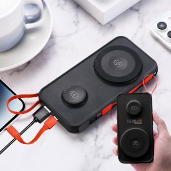 3in1 Wireless Powerbank 10000mAh, MagSafe-komp. , Kabellose Magnetische Power Bank mit USB-C, Akkupack für iPhone 12, 13, 14, 15, Apple Watch