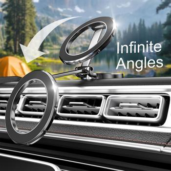 Preview: Support smartphone voiture MagSafe magnétique - Pivotant 360° pour iPhone 16/15/14 - Fixation 3M stable - Argenté - Utilisation GPS mains libres