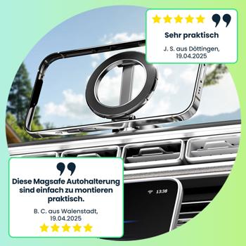 Preview: 3er-Set Auto Handyhalterung MagSafe komp., sichere Magnethalterung für Ihr iPhone, 360° drehbar & einfache Montage 