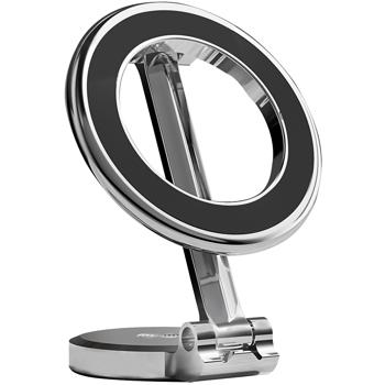 Preview: Robuste Auto Smartphone-Halterung MagSafe komp., chrom-schwarz glänzend, 360° drehbar, einfache Montage, Magnethalterung für iPhone 16,15,14,13,12