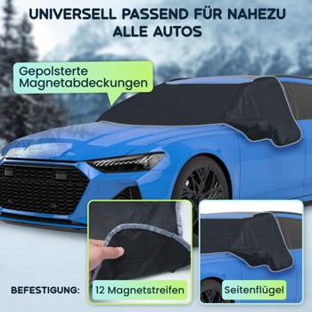 Preview: 3er-Set Autoscheibenabdeckung - Seitenscheibenschutz, Magnet-Befestigung, universell passend - 270x94 cm - Winter & Sommer UV-Schutz