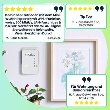Preview: 2er-Set Mini-WLAN-Repeater mit WPS-Funktion, 300 Mbit/s, LAN-Anschluss & 2,4 GHz, Verstärkt das WLAN-Signal & erweitert die Reichweite