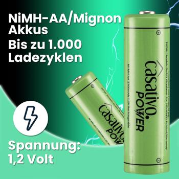 Preview: 20er Pack AA Akkus 2700 mAh mit Case - Wiederaufladbare NiMH Batterien für Kameras Spielzeug Fernbedienungen - 1.2V - bis 1000 Ladezyklen