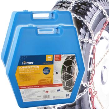 2er-Set Schneeketten Super-Gripp 4x4 - 16mm Glieder - Einfache, schnelle Montage - Für 15-21 Zoll & 215-305 mm Reifen - Robuster Carbonstahl