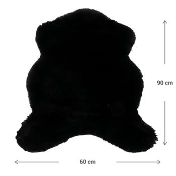 Preview: Cuddly fur made of faux fur and imitation suede, black, 90 x 60 cm