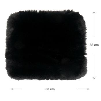 Preview: Cuddly fur made of faux fur and imitation suede, black, 38 x 38 cm