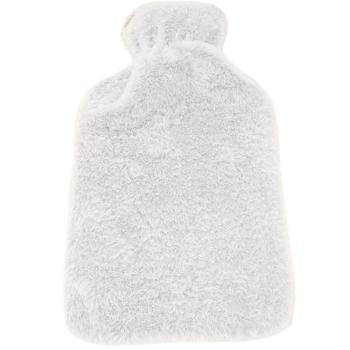 Preview: set of 2 hot water bottles with fluffy plush cover, 1.6 liters, white
