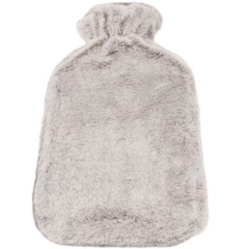 Preview: set of 2 hot water bottles with fluffy plush cover, 1.6 liters, beige