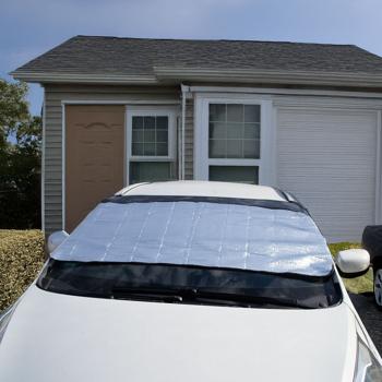 Preview: Lot de 2 Protections Pare-Brise Voiture Universelles - Antigel & Anti-Chaleur UV - 200x70 cm Pliables avec Languettes - Facile à Fixer