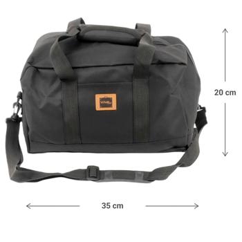 Preview: Robuste Reisetasche - Handgepäck-Format für Flugreisen & Urlaub - schwarz, 35x20x20cm, faltbar, Polyester - mit Schulterriemen & Seitentasche Preview: Robuste Reisetasche - Handgepäck-Format für Flugreisen & Urlaub - schwarz, 35x20x20cm, faltbar, Polyester - mit Schulterriemen & Seitentasche