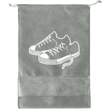 Preview: set of 2 shoe bags with cord, 36 x 26 cm, gray