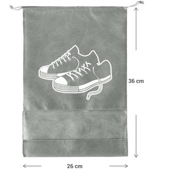 Preview: set of 2 shoe bags with cord, 36 x 26 cm, gray