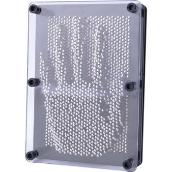 Preview: Kreatives 3D Nagelbild für Handabdrücke, 18x13cm – 3D Pin-Art-Spielzeug mit 2160 Metallstiften, schwarz/silber, immer wieder verwendbar