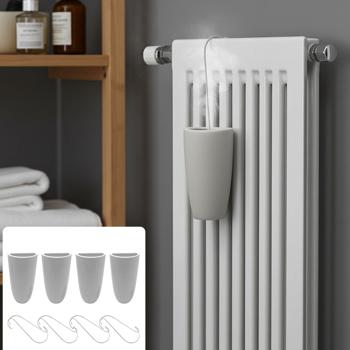 4er-Set Keramik Luftbefeuchter - Feuchtigkeit für Heizkörper - Gesunde Raumluft, 350ml je - Für Flach- & Rippenheizkörper, 9x19 cm