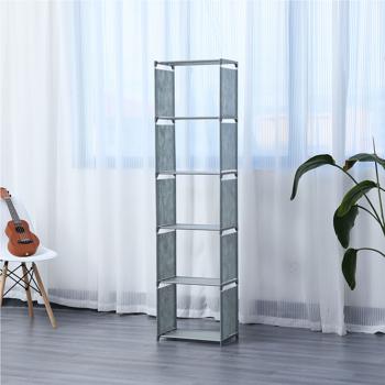 Preview: Étagère 5 Compartiments Modulable-Rangement Polyvalent Livres Jouets Vêtements-Montage Facile Sans Outils-Gris 42x26x153cm-25kg
