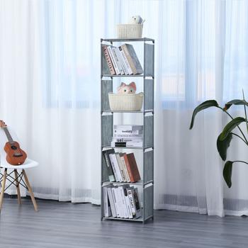Preview: Étagère 5 Compartiments Modulable-Rangement Polyvalent Livres Jouets Vêtements-Montage Facile Sans Outils-Gris 42x26x153cm-25kg