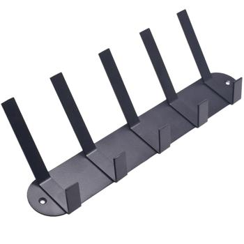 Preview: Lot de 2 Portemanteaux Muraux en Acier Noir - 5 Crochets Doubles - Idéal Entrée, Chambre, Salle de Bain - Montage Facile, Vis Inclus