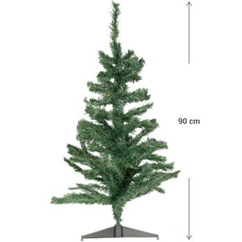 Preview: Arbre de Noël Artificiel - Vert Intense avec Support Stable - 90 cm Réutilisable Facile à Ranger - Décoration Festive pour Petits Espaces