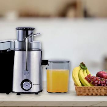 Preview: Schnell-Entsafter, Edelstahl/ABS, silber/schwarz – Elektrischer Zentrifugal-Entsafter, hohe Saftausbeute, 600 ml Kapazität