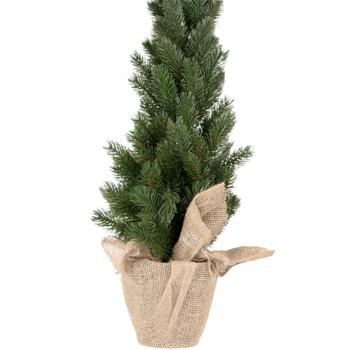 Preview: Arbre de Noël Artificiel - Vert 80cm avec Pot en Lin pour Stabilité - Réutilisable Annuellement - Idéal Décoration Intérieure Festive