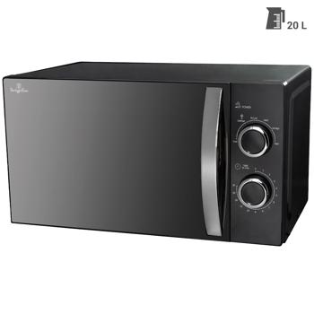 Preview: Four à micro-ondes moderne - Fonction décongélation, 6 niveaux, gril, idéal cuisine/bureau - Noir mat, 20L, 700W, verre borosilicaté/inox