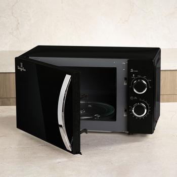 Preview: Four à micro-ondes moderne - Fonction décongélation, 6 niveaux, gril, idéal cuisine/bureau - Noir mat, 20L, 700W, verre borosilicaté/inox