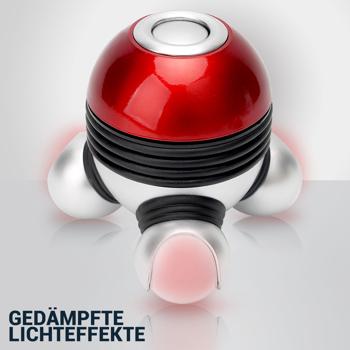 Preview: Stylish mini massager (vibration, battery): red/silver, 3 massage heads, compact - ideal for neck, back, legs - pure relaxation