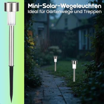 Preview: Solar-Wegeleuchten 6er-Set mit Erdspiess & Dämmerungssensor – Edle, wetterfeste Gartenleuchten für sichere Wege & stilvolle Akzente