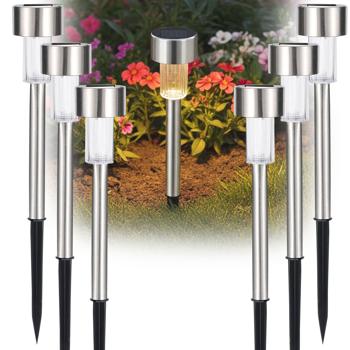 set di 6 mini luci solari per sentieri con sensore crepuscolare e picchetto a terra