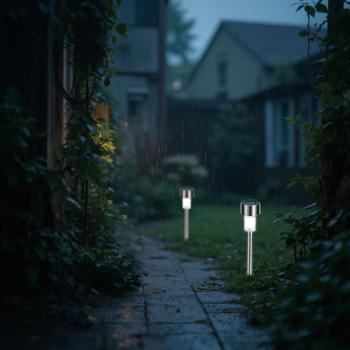 Preview: set of 6 mini solar path lights with twilight sensor and ground spike