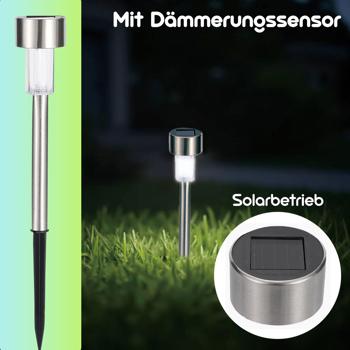 Preview: Solar-Wegeleuchten 6er-Set mit Erdspiess & Dämmerungssensor – Edle, wetterfeste Gartenleuchten für sichere Wege & stilvolle Akzente