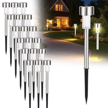 18er-Set Mini-Solar-Wegeleuchten - Dämmerungssensor & Erdspiess - Kabellose LED-Gartenleuchten, spritzwassergeschützt, 8h Leuchtdauer