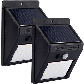 2er-Set Kompakte Solar-LED-Wandleuchte mit Bewegungsmelder (20 SMD-LEDs): Helles Licht für sichere Wege & Eingänge – Energiesparend & kabellos